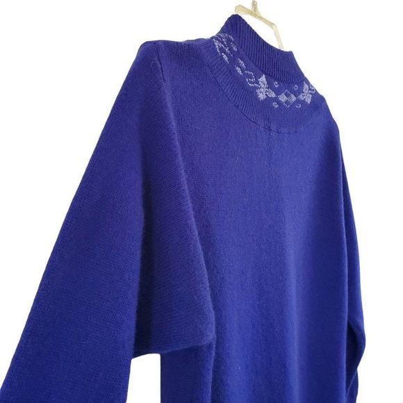Vintage Benetton Knit Sweater Dress Purple Women Size 14 to 16 READ - Picture 6 of 8